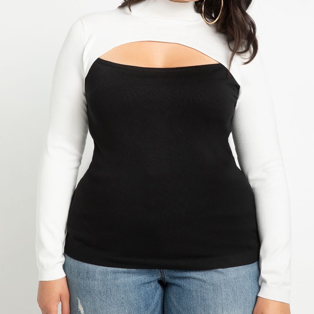 Colorblock Sweater With Cutout